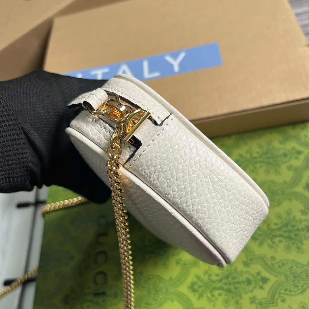 GUCCI MARMONT MINI 18 BAG IN WHITE CALFSKIN