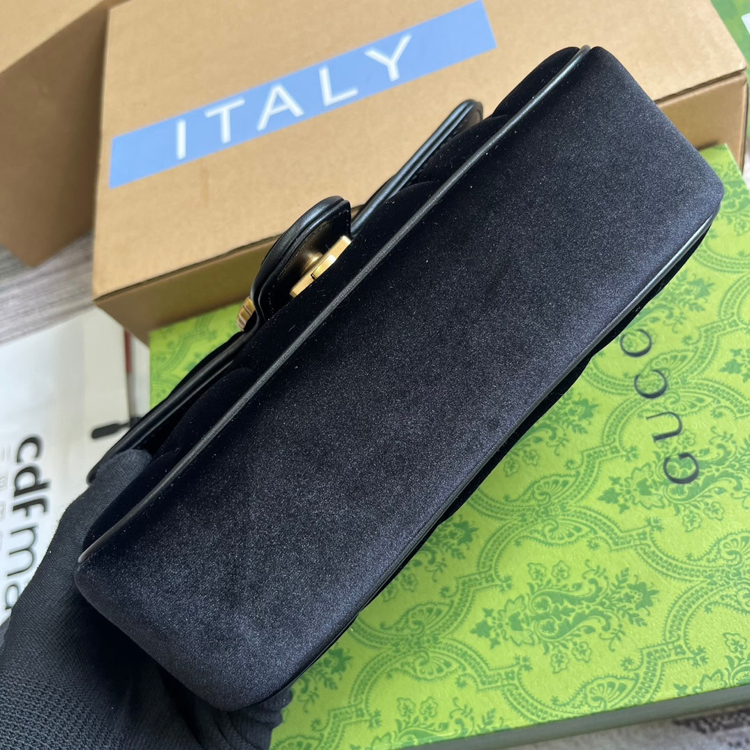 GUCCI MARMONT MINI 22 BAG IN BLACK VELVET
