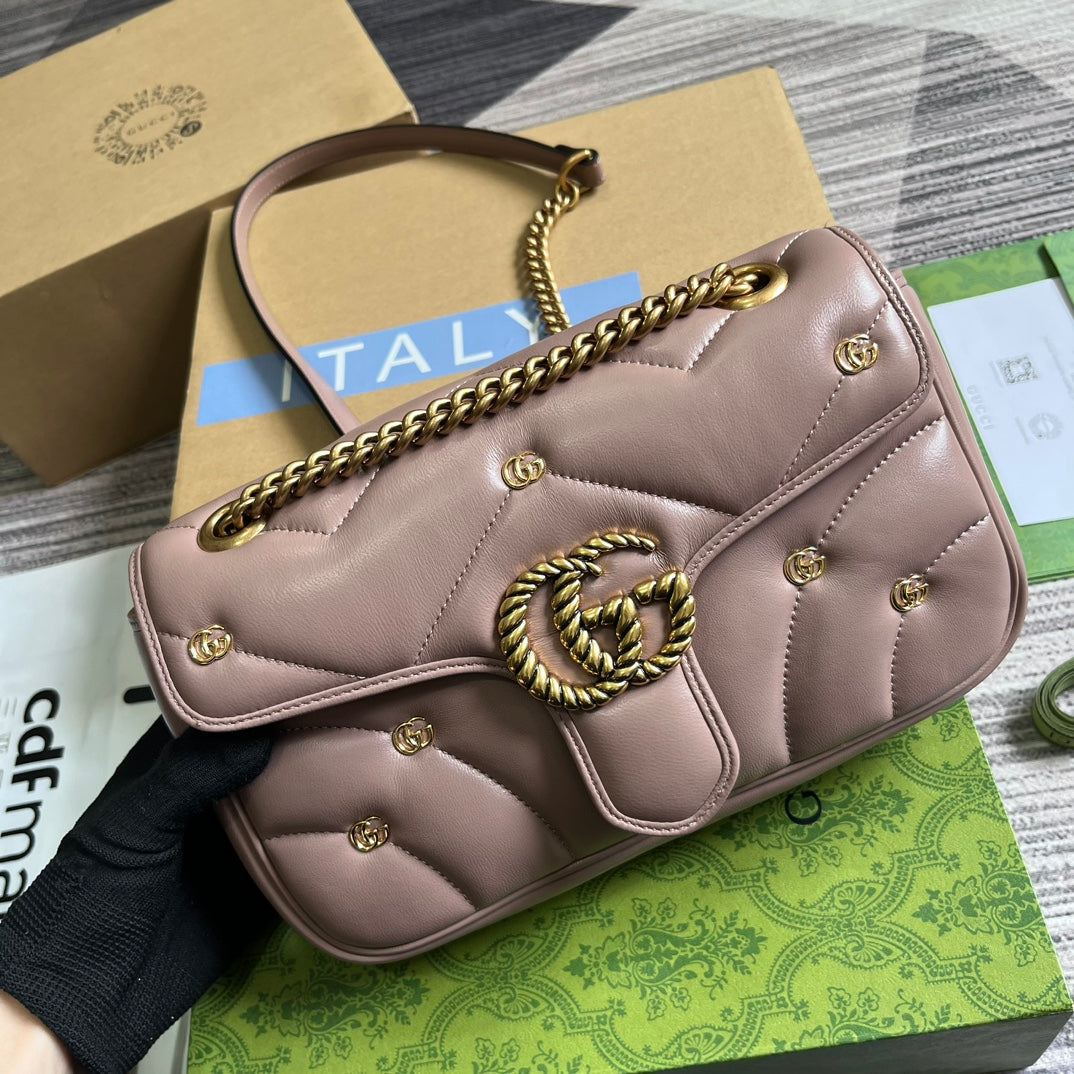 GUCCI MARMONT MEDIUM 26 BAG IN HOT PINK LAMBSKIN