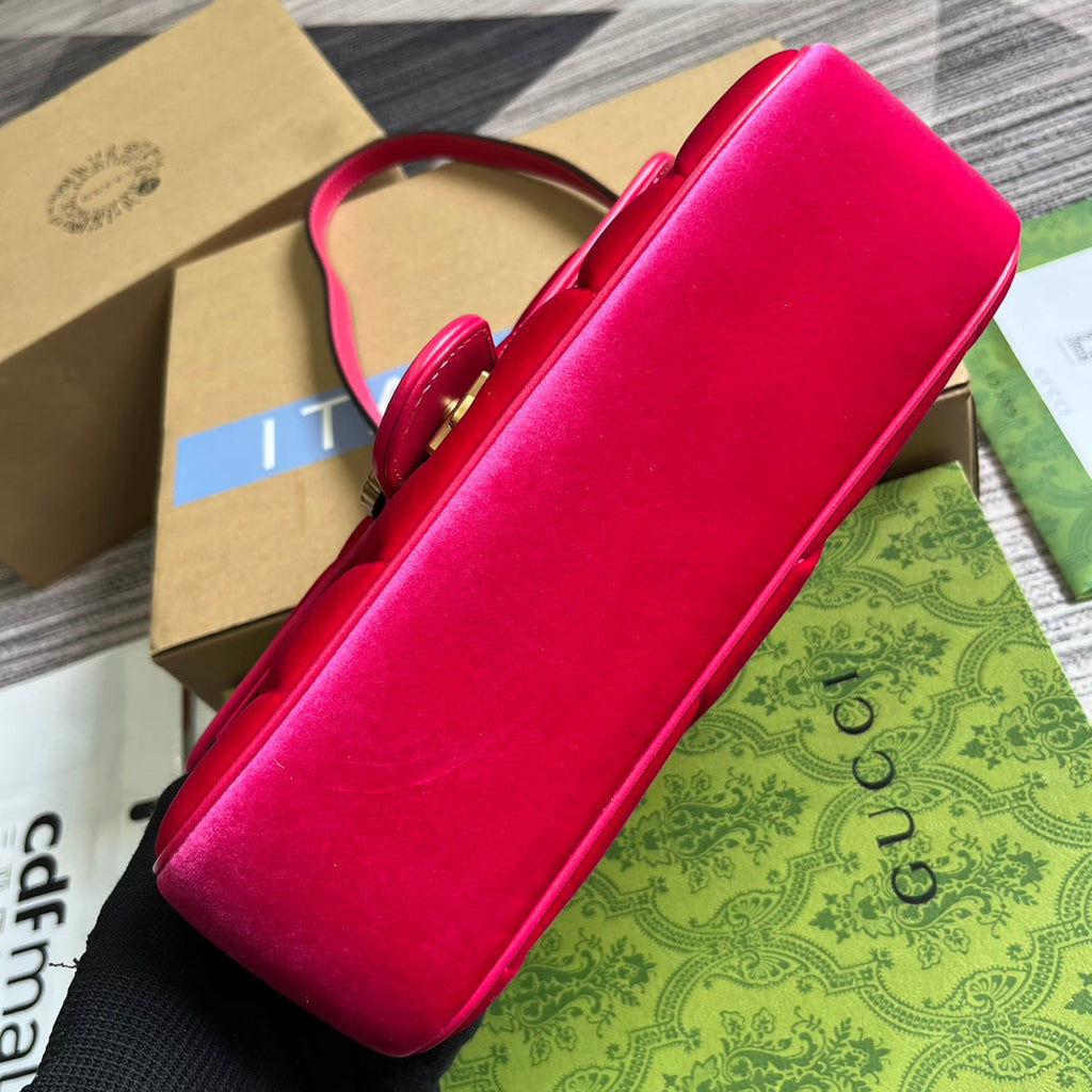 GUCCI MARMONT MEDIUM 26 BAG IN BRIGHT PINK VELVET