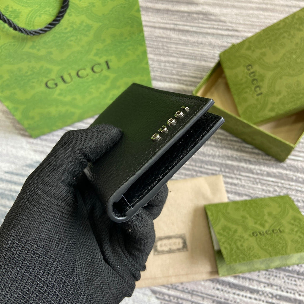 GUCCI LONG CARD HOLDER 12 IN BLACK CALFSKIN