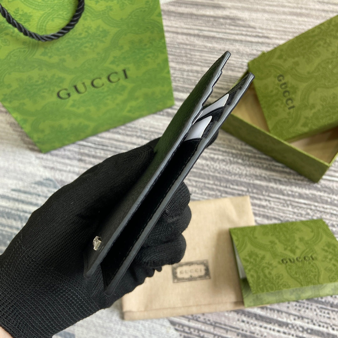 GUCCI LONG CARD HOLDER 12 IN BLACK CALFSKIN