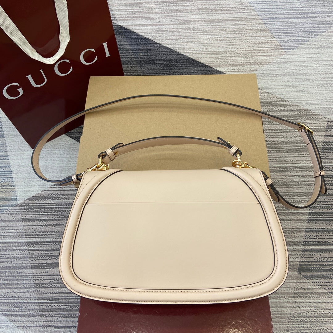 GUCCI BLONDIE MEDIUM SHOULDER BAG 32 IN BEIGE CALFSKIN GOLD HARDWARE