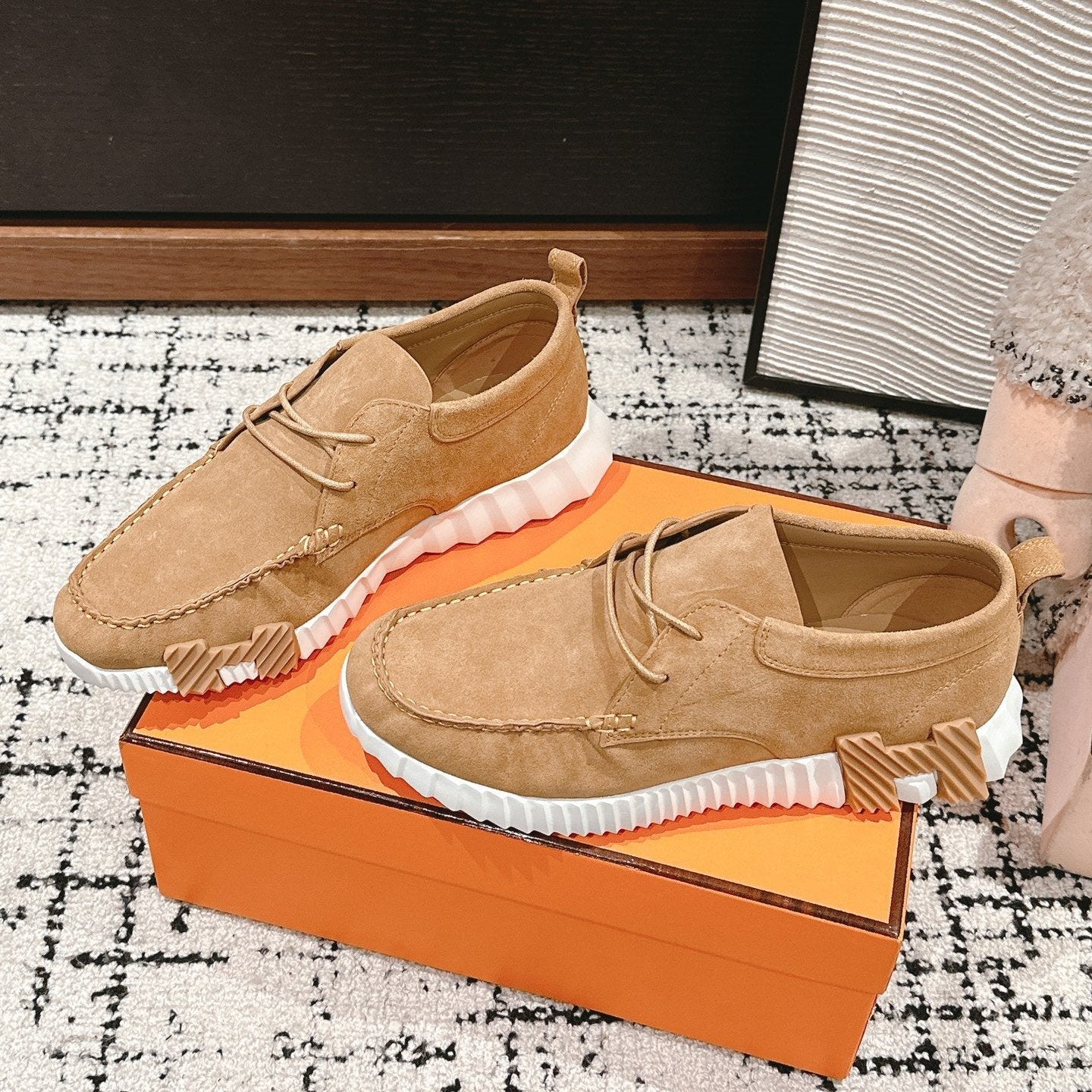 HERMES INCREASE SNEAKER IN PEANUT BROWN SUEDE