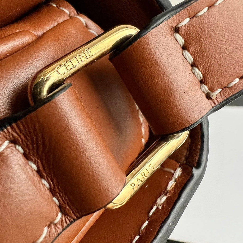 CELINE TRIOMPHE 15 Black Pattern Calfskin Handbag