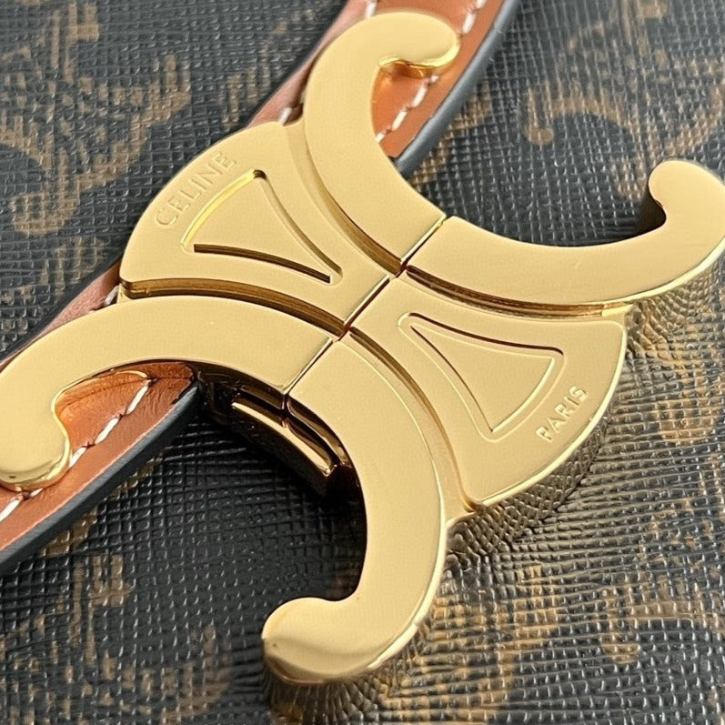 CELINE TRIOMPHE 15 Black Pattern Calfskin Handbag