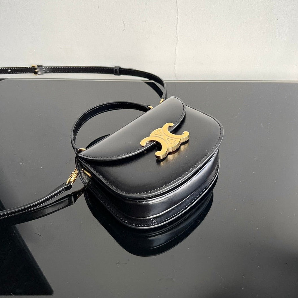 CELINE TRIOMPHE 15 Black Calfskin Handbag