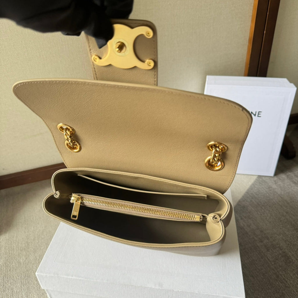CELINE MEDIUM  VICTOIRE BAG 25 IN CAMEL GOLD CALFSKIN