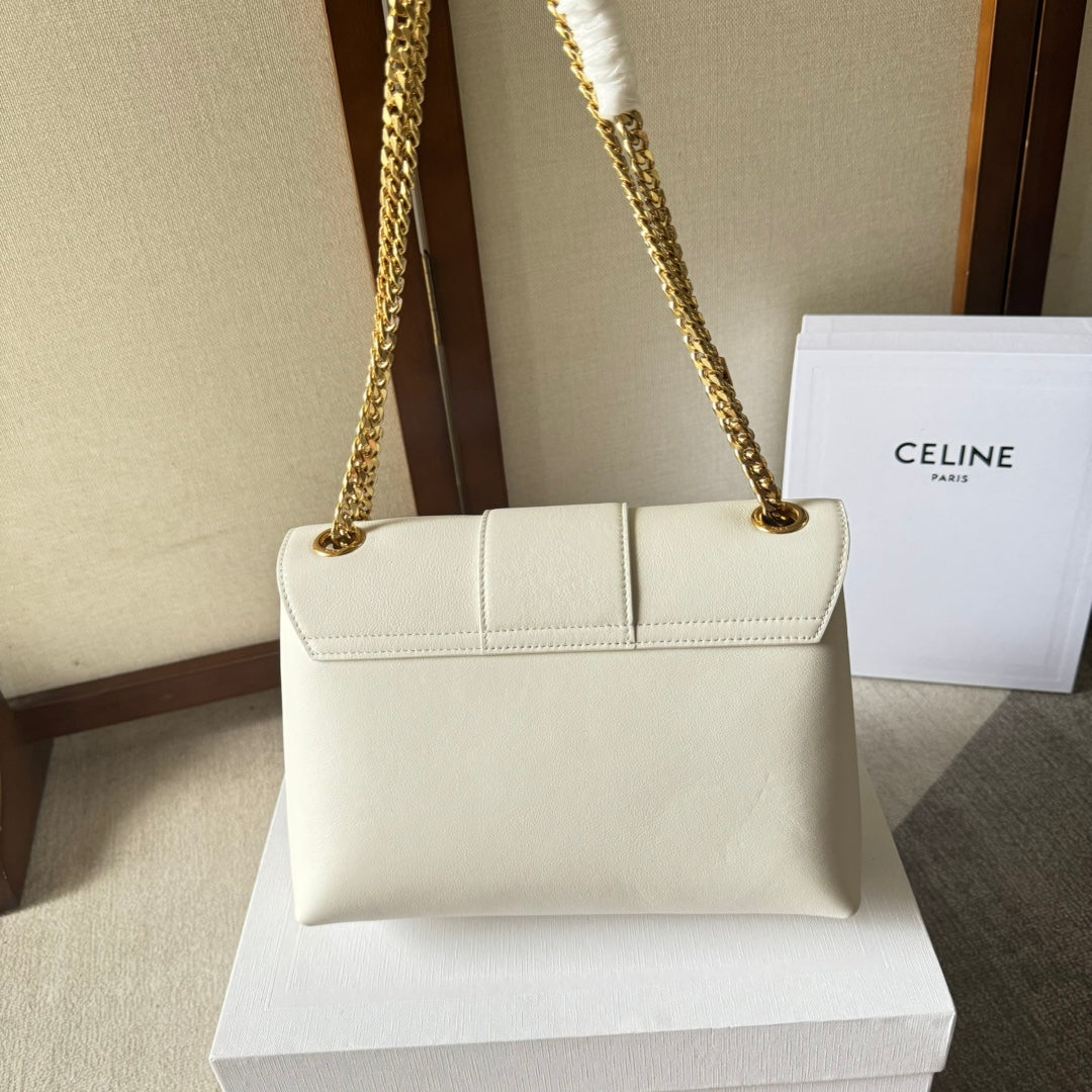 CELINE MEDIUM  VICTOIRE BAG 25 IN IVORY CALFSKIN