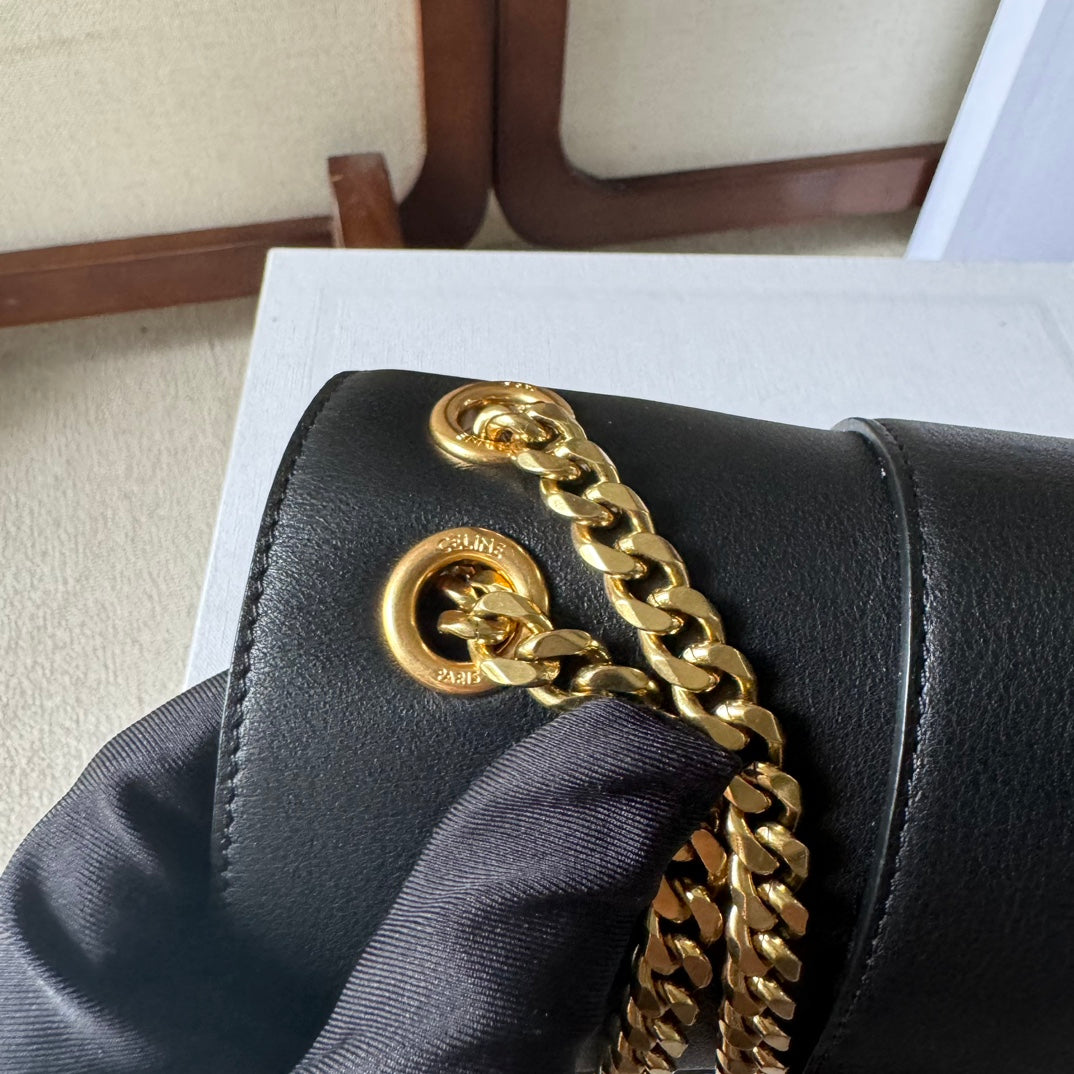 CELINE MEDIUM  VICTOIRE BAG 23 IN BLACK CALFSKIN