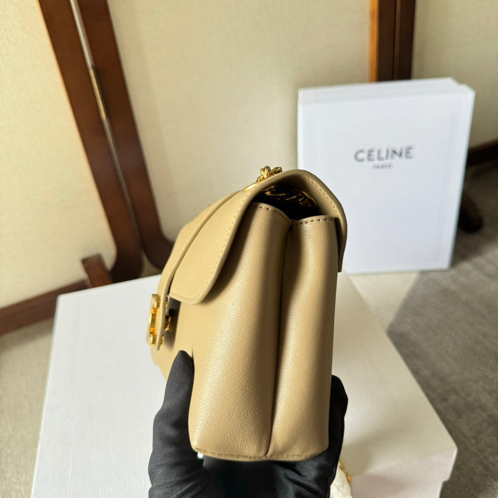 CELINE MEDIUM  VICTOIRE BAG 23 IN CAMEL GOLD CALFSKIN