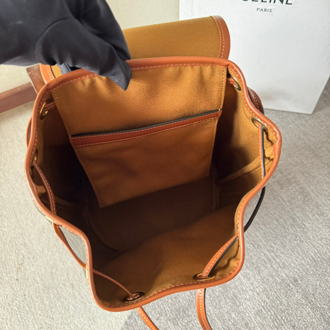 CELINE MEDIUM FOLCO BACKPACK 32 IN BLACK TRIOMPHE CANVAS