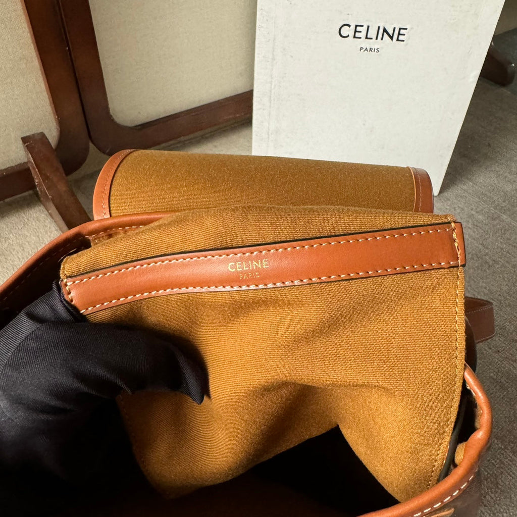 CELINE MEDIUM FOLCO BACKPACK 32 IN BLACK TRIOMPHE CANVAS