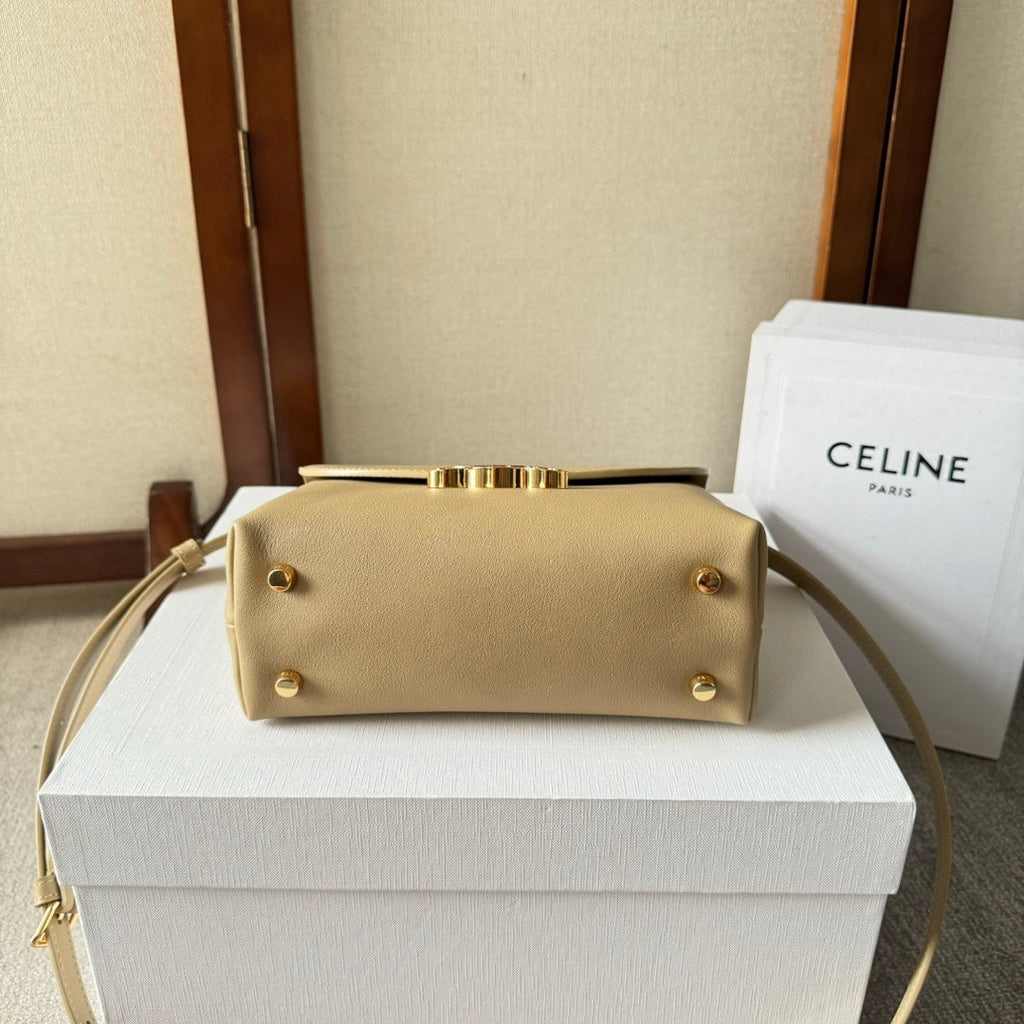 CELINE TEEN NINO BAG 20 IN PARMESEAN YELLOW SOFT CALFSKIN GOLD HARDWARE
