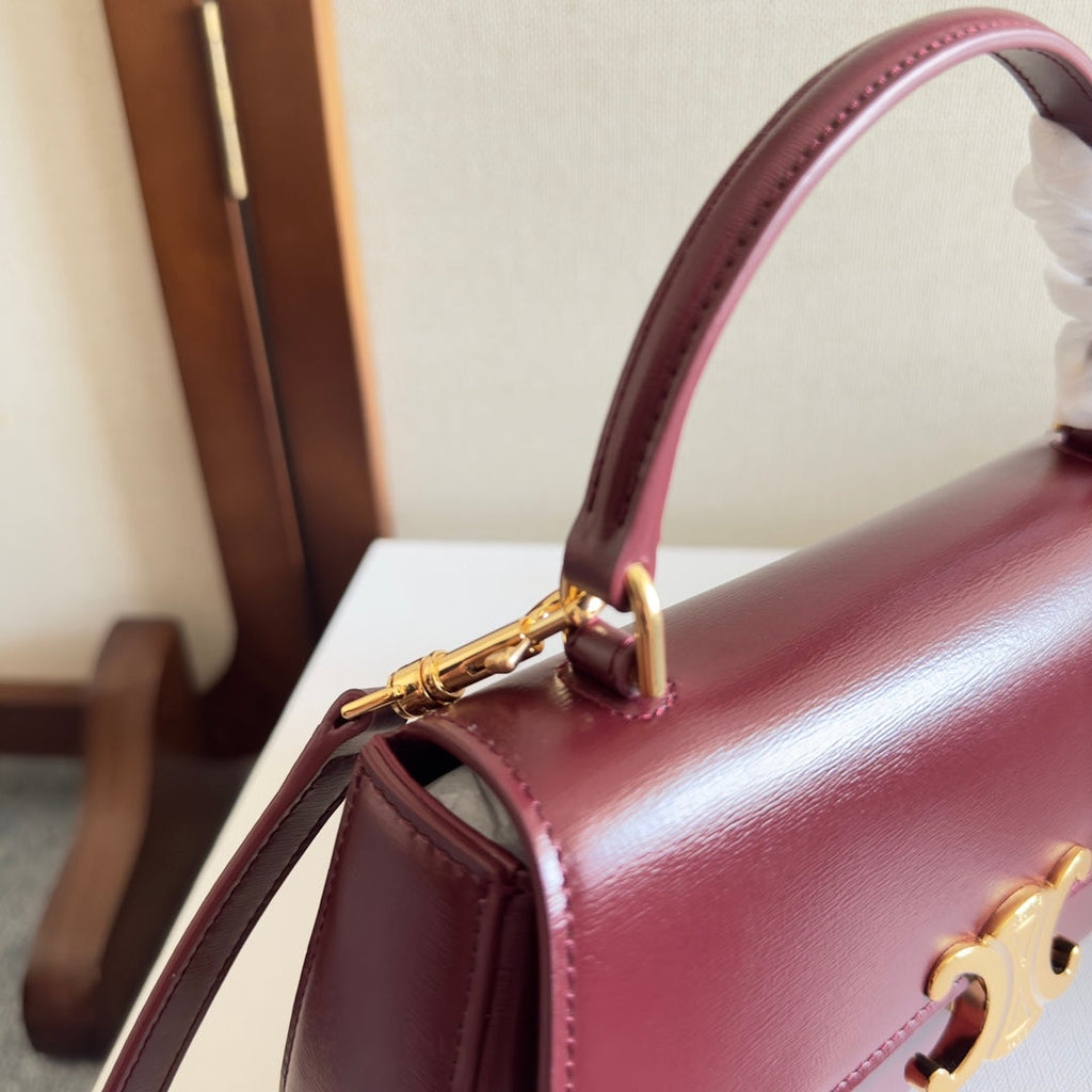CELINE TEEN LOLA 20 IN BURGUNDY RED CALFSKIN GOLD HARDWARE