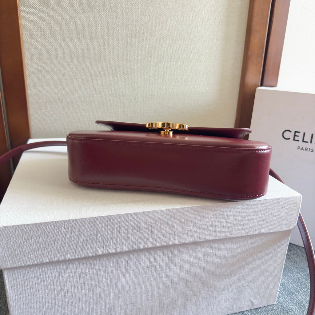 CELINE TEEN LOLA 20 IN BURGUNDY RED CALFSKIN GOLD HARDWARE