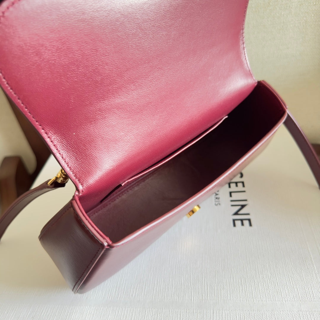CELINE TEEN LOLA 20 IN BURGUNDY RED CALFSKIN GOLD HARDWARE