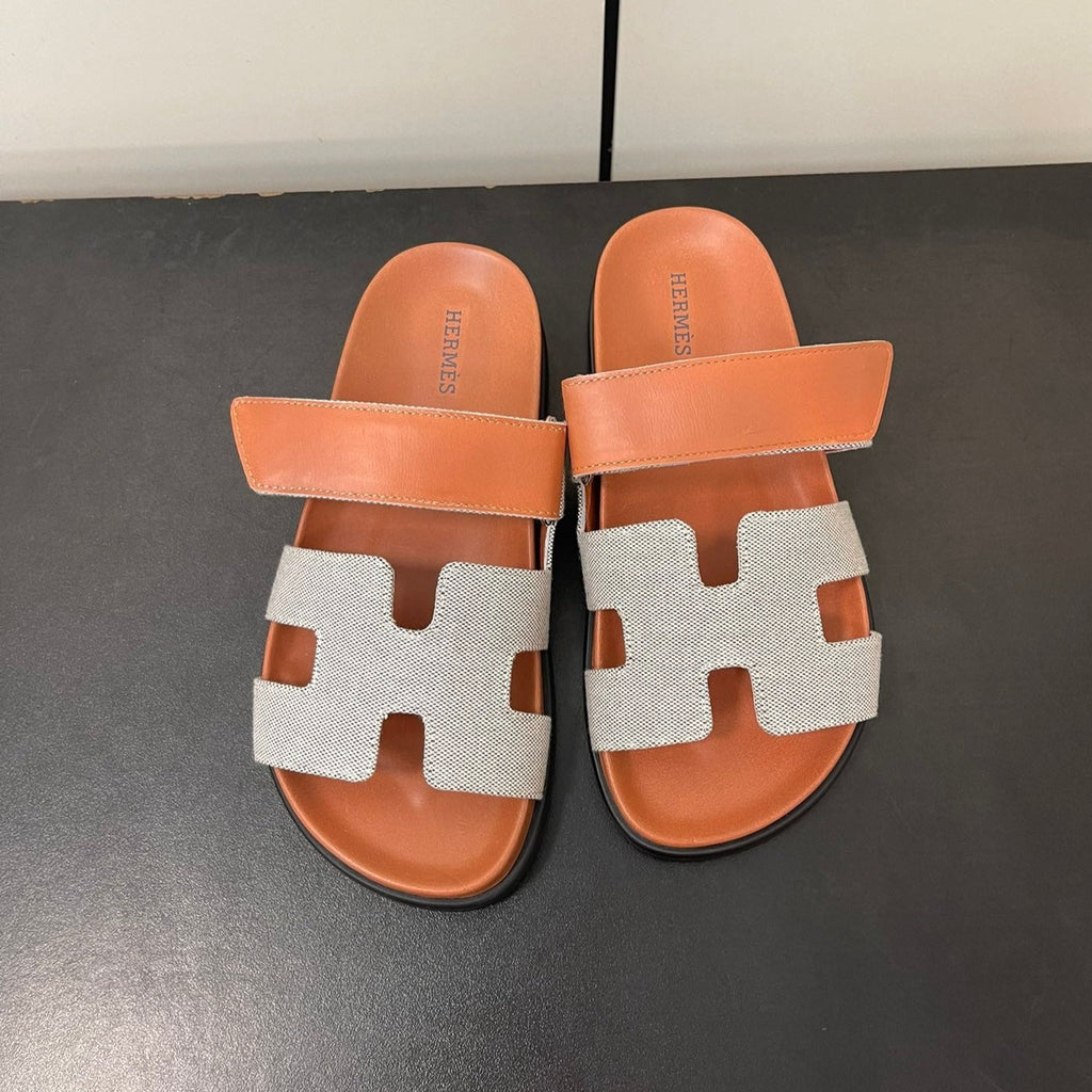 HERMES CHYPRE SANDAL ORANGE MIX CREAM CALFSKIN