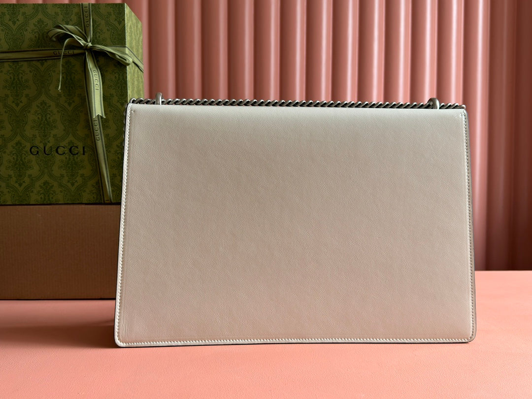 GUCCI DIONYSUS LAGRE SHOULDER BAG 42 IN OFF WHITE GLOSSY LAMBSKIN