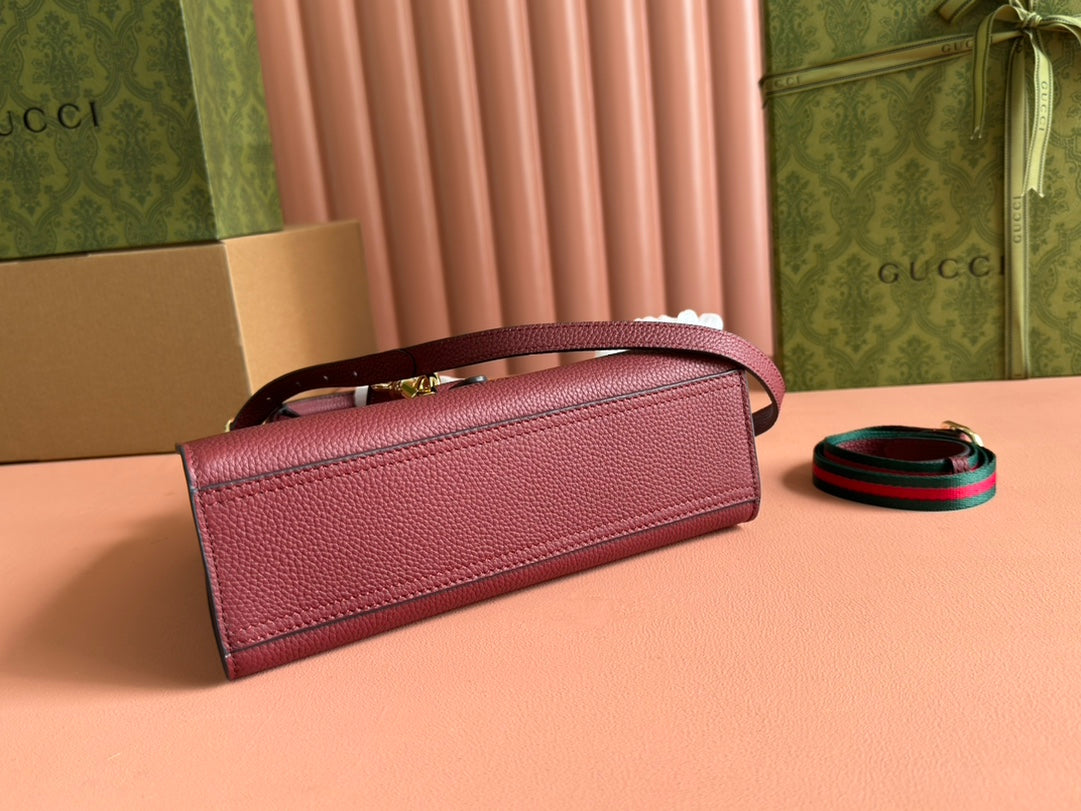 GUCCI SMALL JACKIE TOTE 24 IN BURGUNDY LAMBSKIN