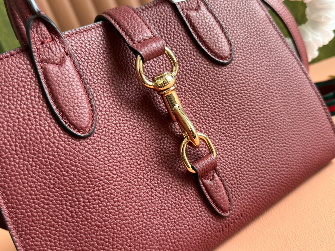 GUCCI SMALL JACKIE TOTE 24 IN BURGUNDY LAMBSKIN
