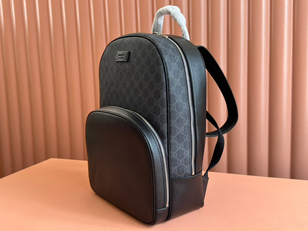 GUCCI MEDIUM  BACKPACK 40 IN DARK GREY AND BLACK CALFSKIN