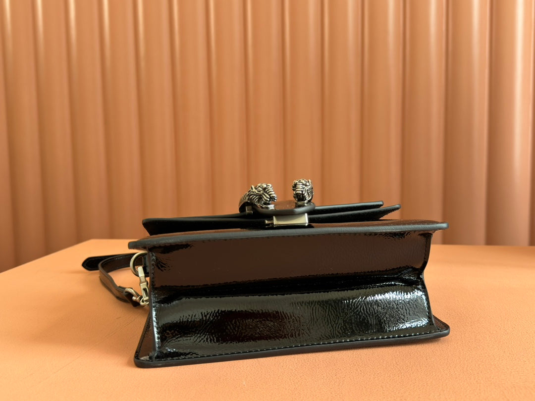GUCCI DIONYSUS MEDIUM SHOULDER BAG 22 IN BLACK  GLOSSY LAMBSKIN