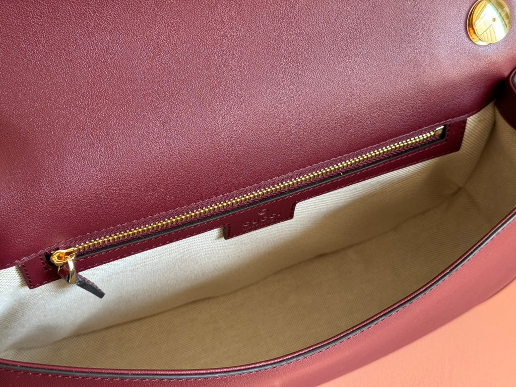 GUCCI BLONDIE LARGE TOP HANDLE BAG 32 IN ROSSO ANCORA RED CALFSKIN
