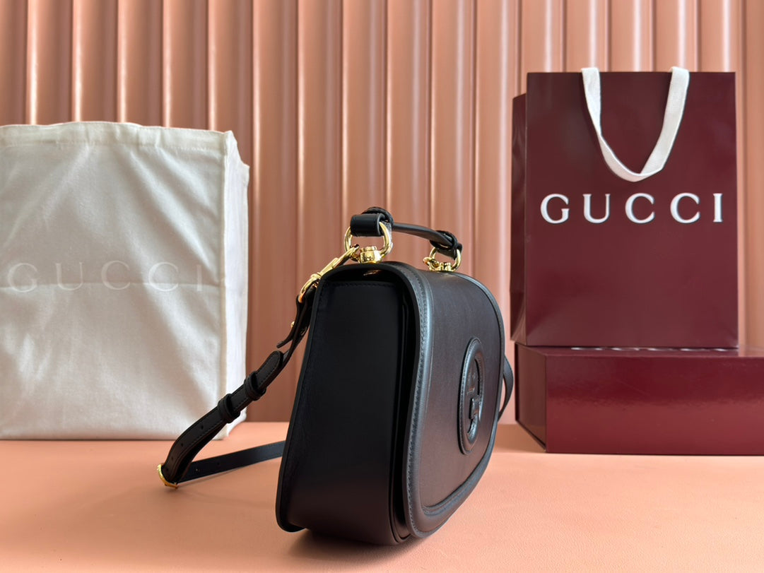 GUCCI BLONDIE LARGE TOP HANDLE BAG 32 IN BLACK CALFSKIN