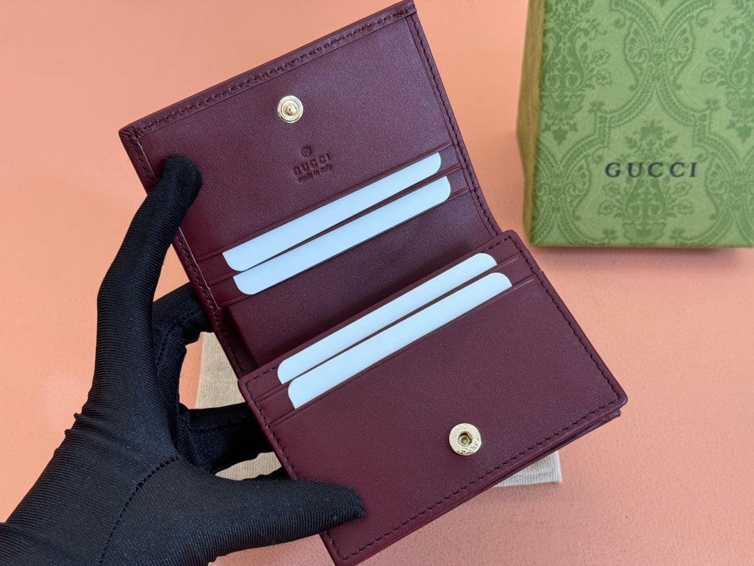GUCCI HORSEBIT 1955 CARD CASE WALLET 11 IN BEIGE DARK BROWN NEW  AND ROSSO ANCORA RED CALFSKIN