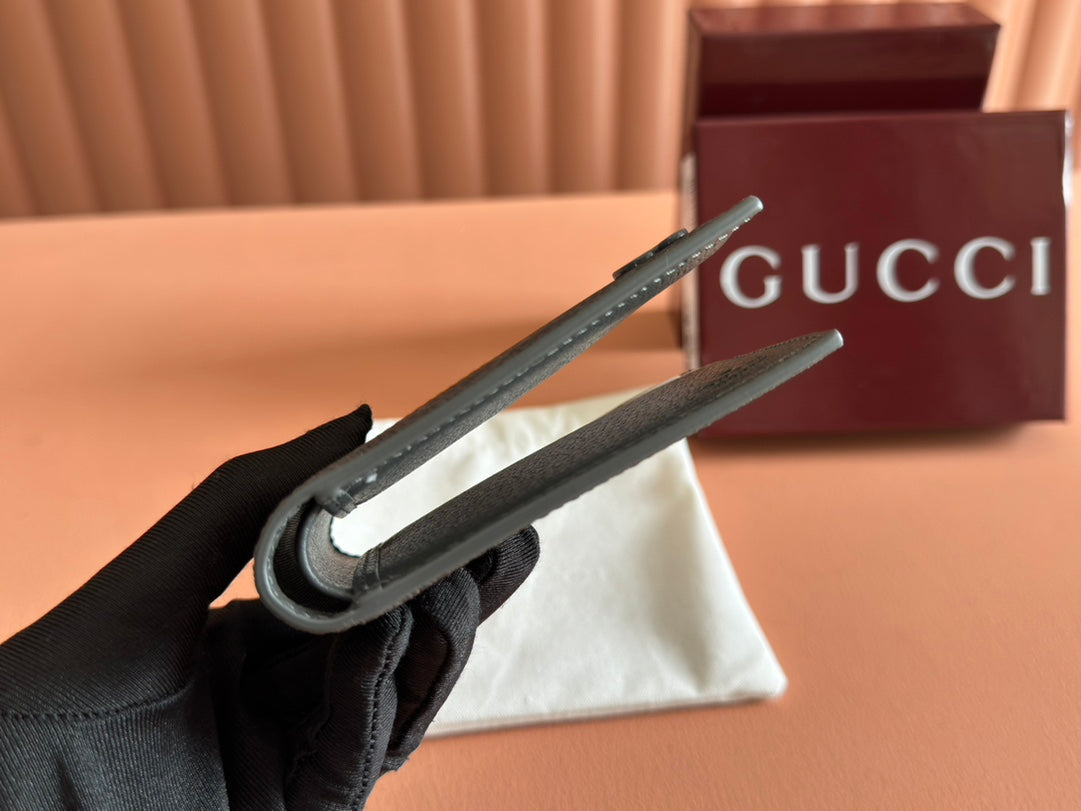 GUCCI INTERIOR  BI-FOLD WALLET 11 IN GREY CALFSKIN