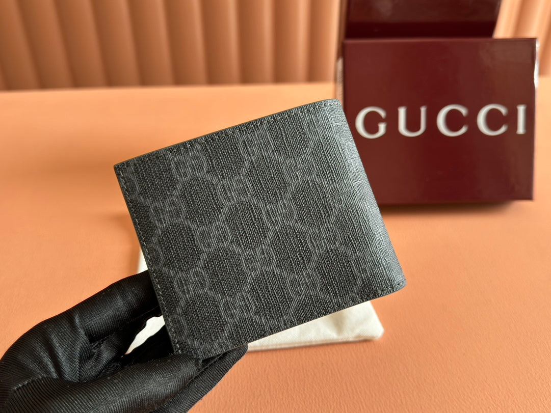 GUCCI INTERIOR  BI-FOLD WALLET 11 IN GREY CALFSKIN