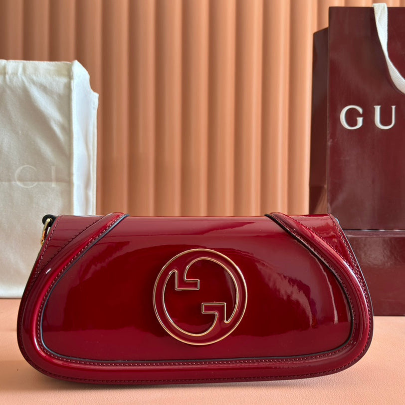 GUCCI MEDIUM BLONDIE SHOULDER BAG 26.5 IN RED PATENT CALFSKIN