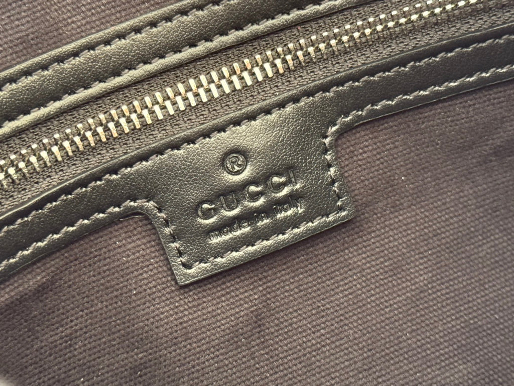 GUCCI SMALL JUMBO CROSSBODY 23 IN GREY AND BLACK GRAINY  LAMBSKIN
