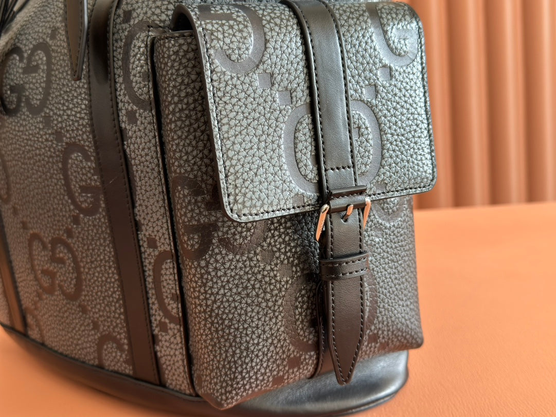 GUCCI LARGE BACKPACK JUMBO 41 IN GREY AND BLACK GRAINY  LAMBSKIN