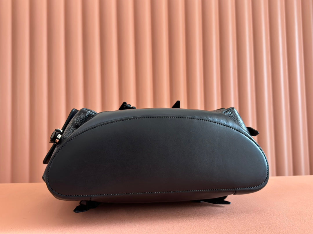 GUCCI LARGE BACKPACK JUMBO 41 IN GREY AND BLACK GRAINY  LAMBSKIN