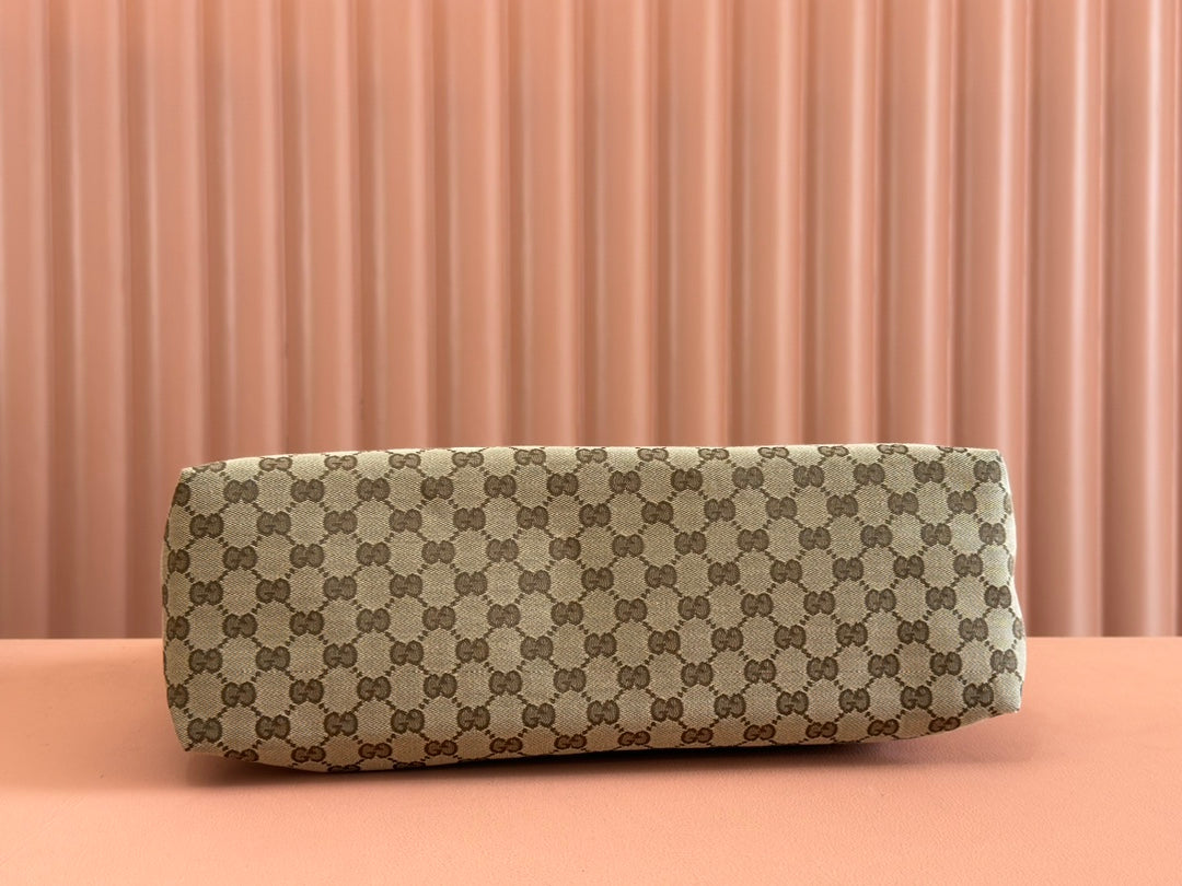GUCCI LARGE CROSSBODY BAG 36 IN BEIGE AND DARK BROWN CANVAS MONOGRAM LOGO