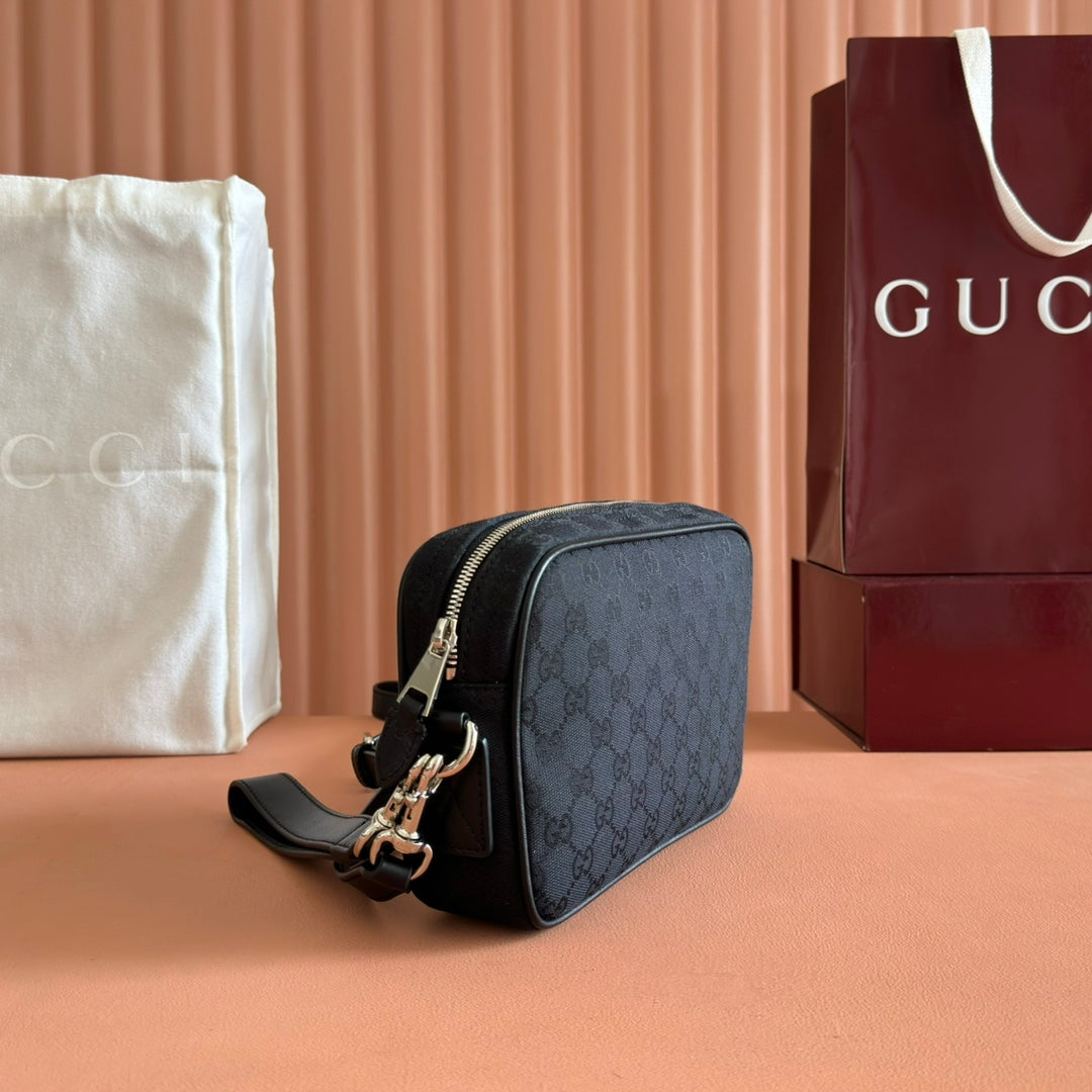 GUCCI SMALL CROSSBODY BAG 23.5 IN BLACK  CANVAS