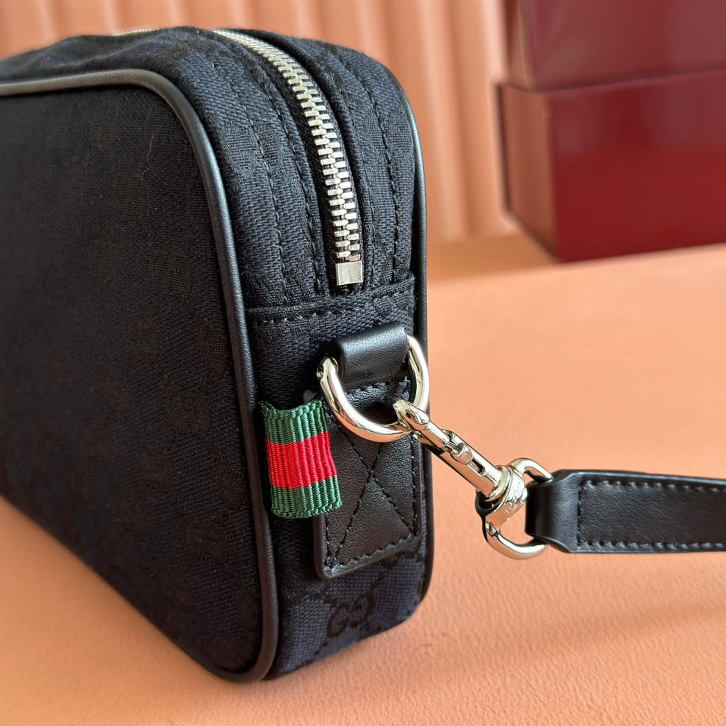 GUCCI SMALL CROSSBODY BAG 23.5 IN BLACK  CANVAS