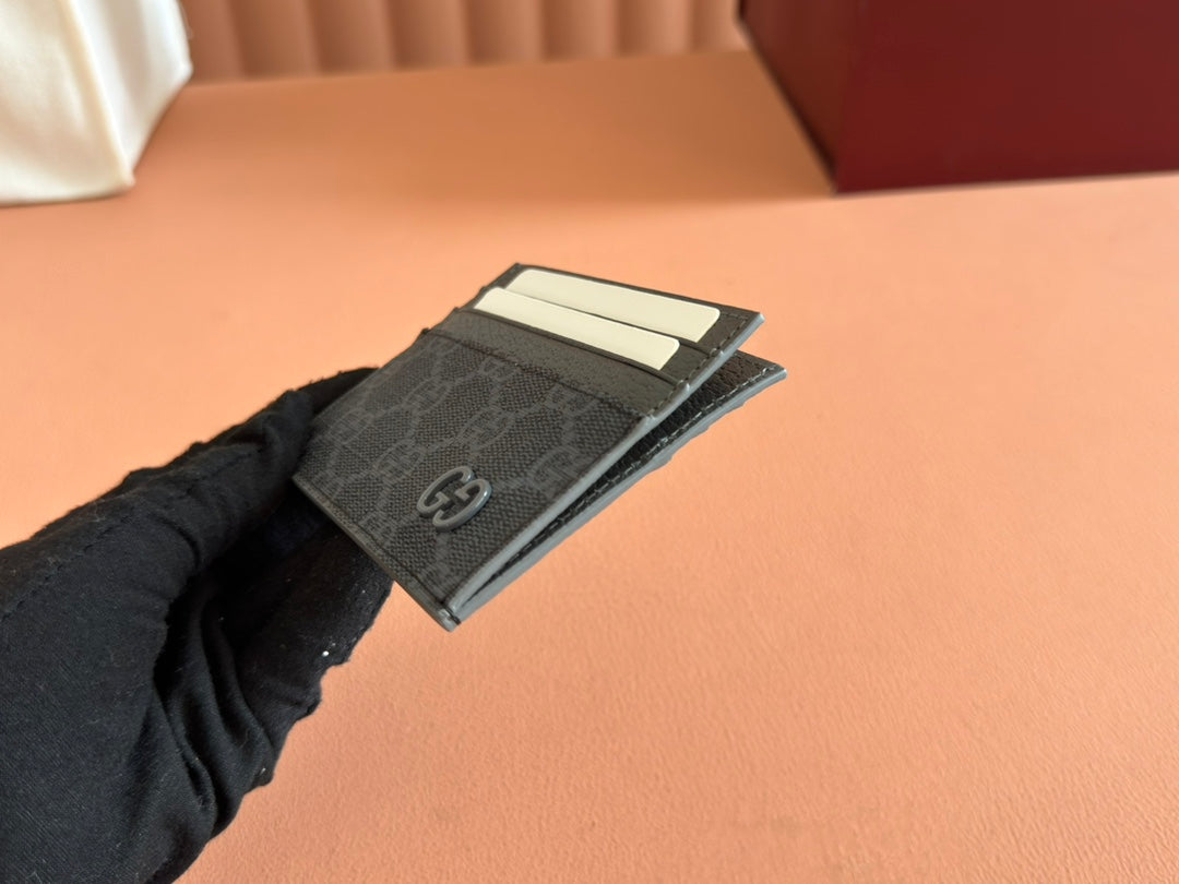 GUCCI CARD CASE 10 IN GREY  CALFSKIN
