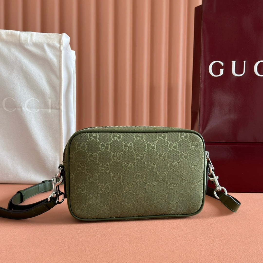 GUCCI SMALL CROSSBODY BAG 23.5 IN FOREST GREEN  CANVAS