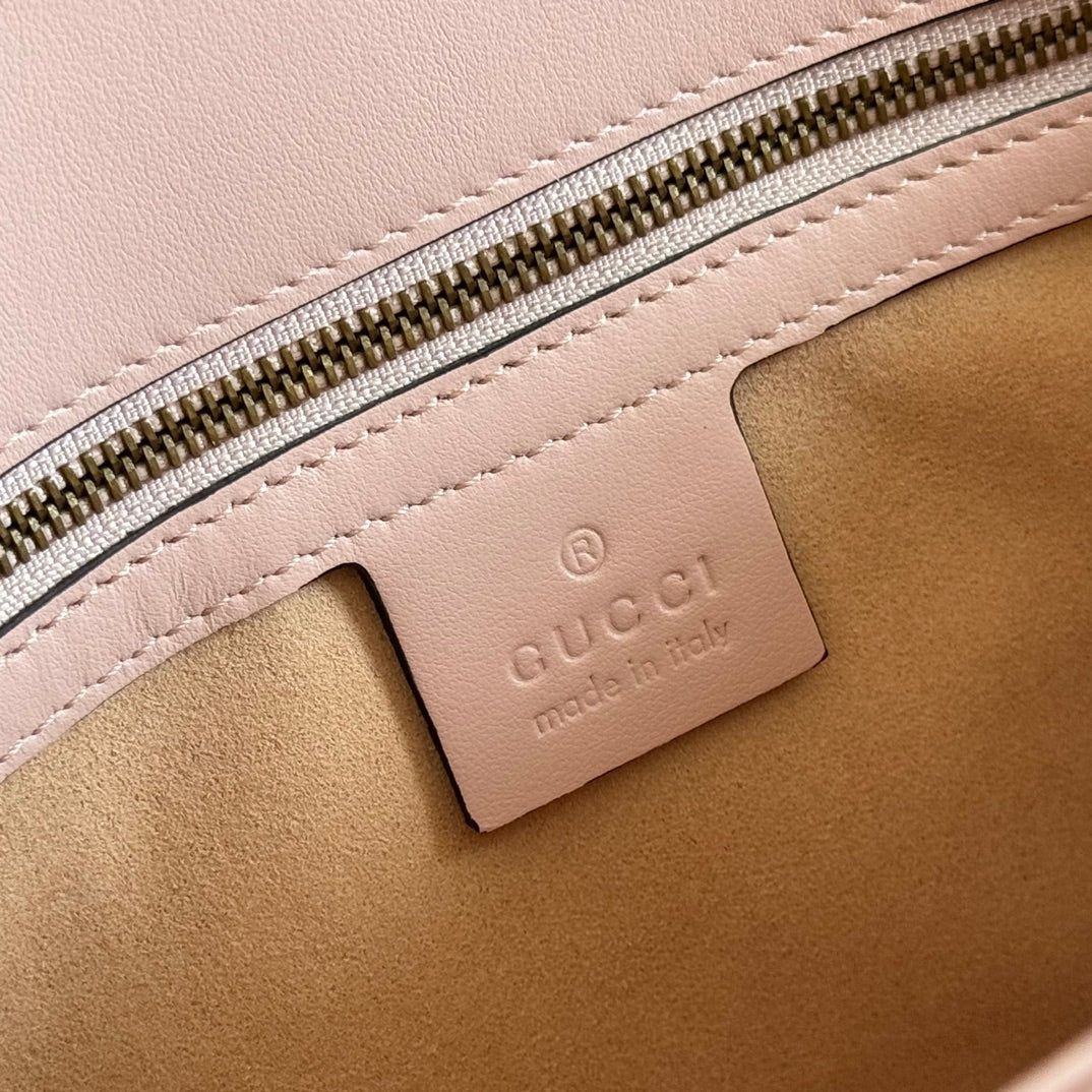 GUCCI MEDIUM MARMONT MATELASSÉ 26 IN LIGHT PINK CALFSKIN