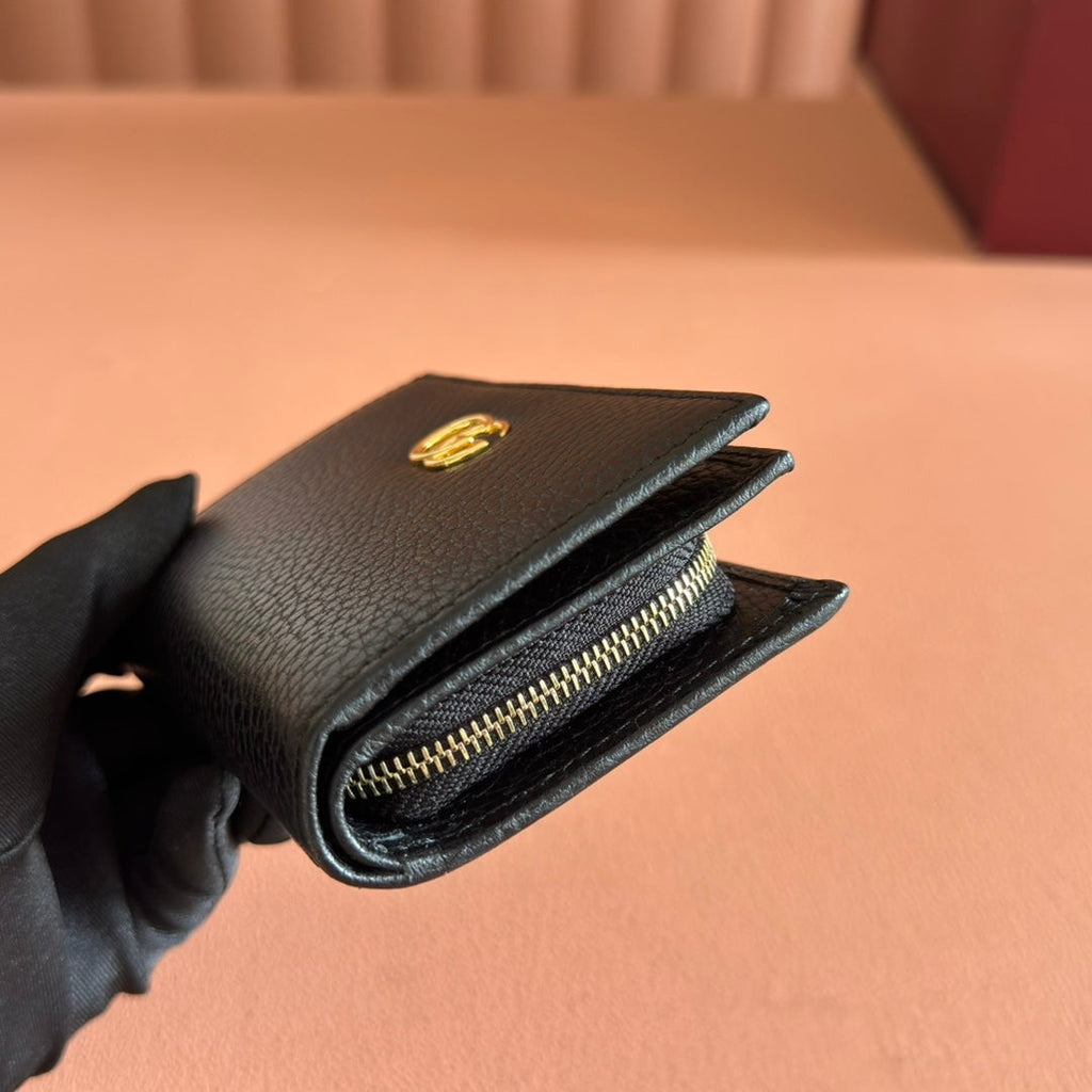 GUCCI MARMONT SMALL WALLET 11 BLACK IN CALFSKIN