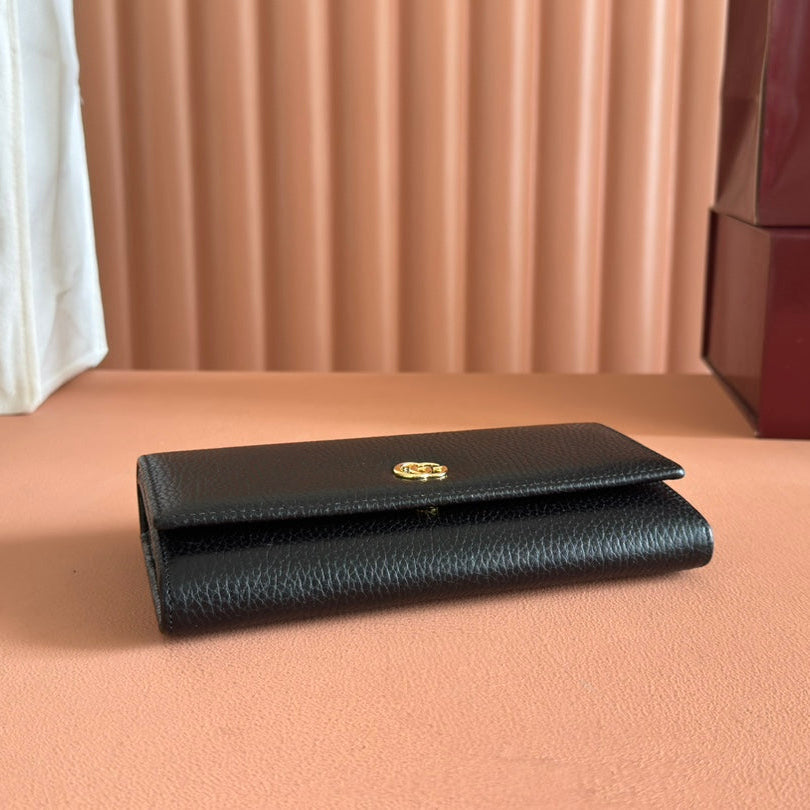 GUCCI MARMONT CONTINENTAL WALLET 19 BLACK IN CALFSKIN