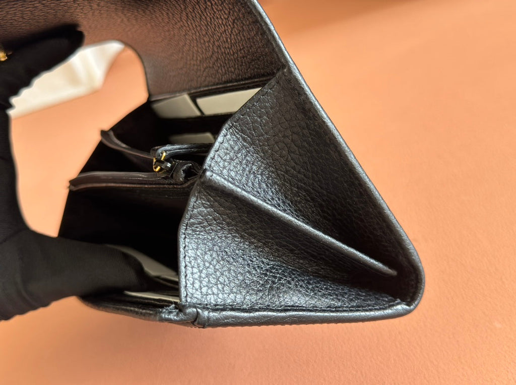 GUCCI MARMONT CONTINENTAL WALLET 19 BLACK IN CALFSKIN