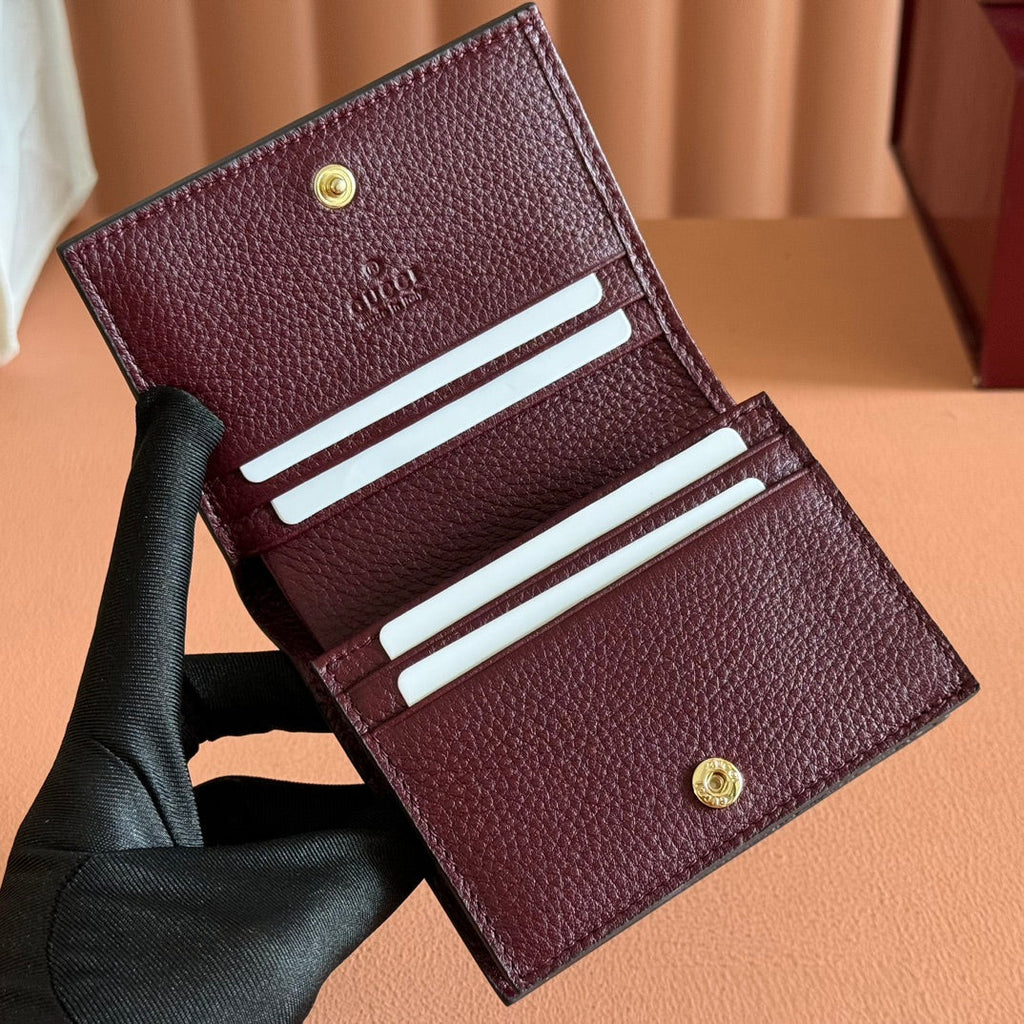 GUCCI MARMONT BAG 11 IN BEIGE EBONY  CANVAS DARK RED CALFSKIN