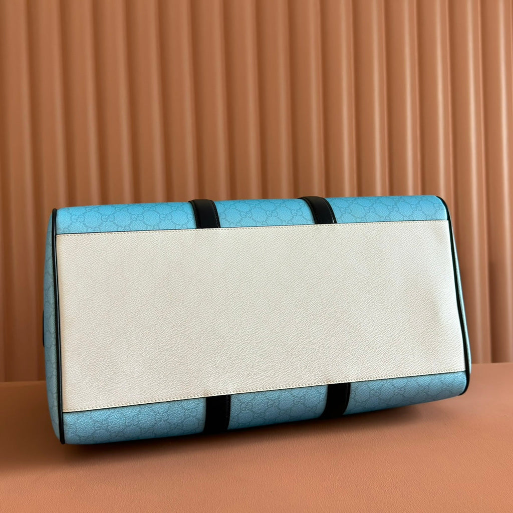 GUCCI CHROMA LARGE DUFFLE BAG 45 BLUE IN  MONOGRAM CANVAS