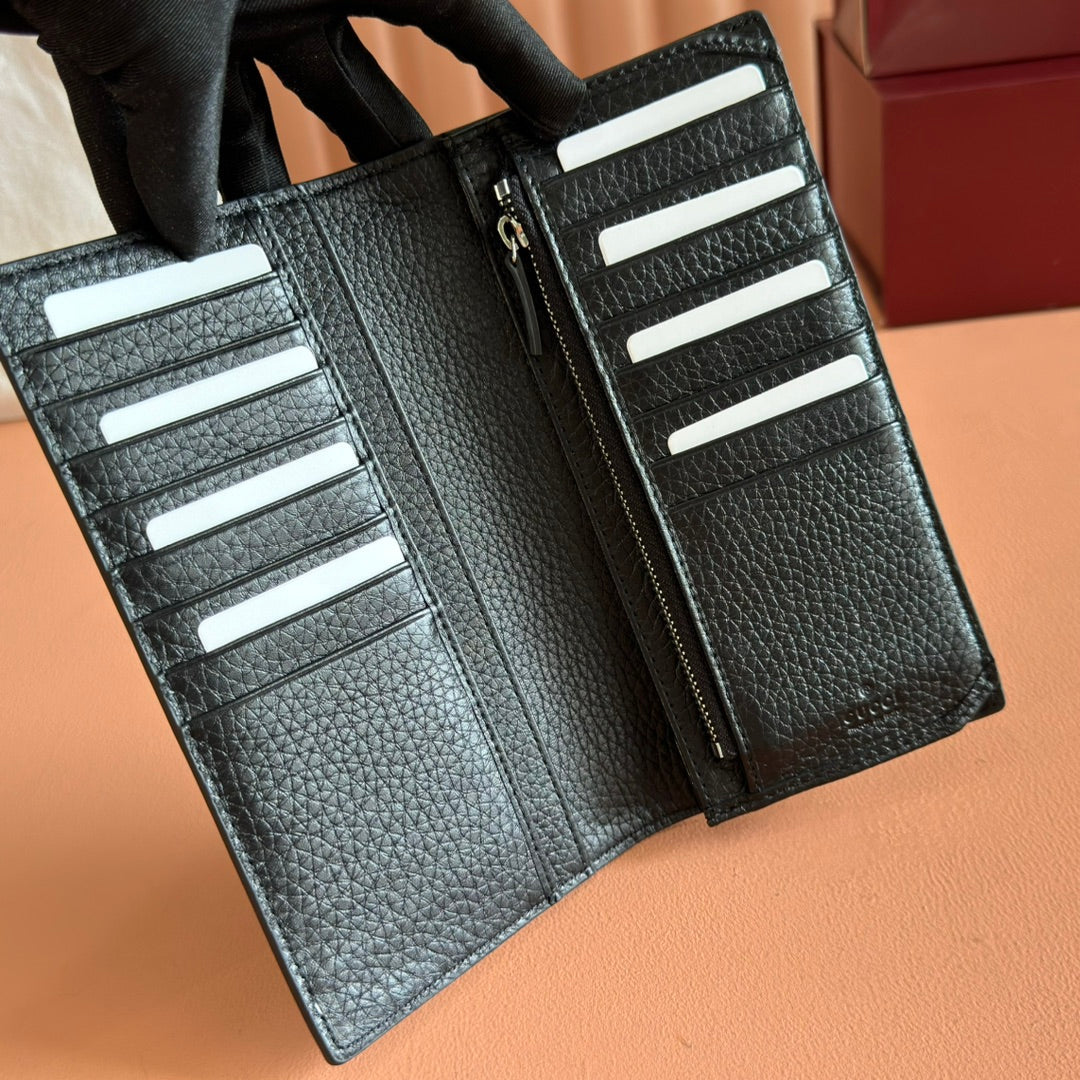 GUCCI LONG CARD 19 BLACK IN CALFSKIN CASE WITH  LOGO