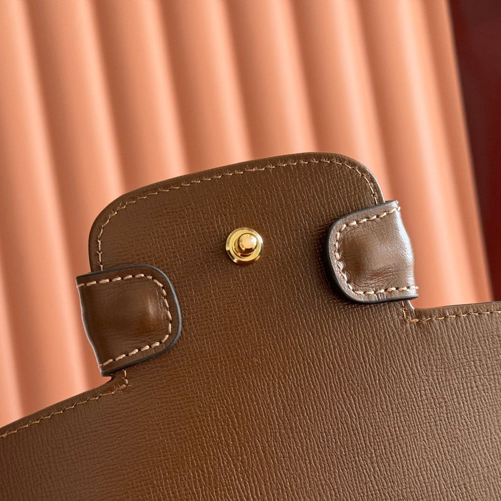 GUCCI 25S HORSEBIT 1955 MEDIUM SHOULDER BAG 29 CM IN BROWN CALFSKIN WITH GOLD HARDWARE