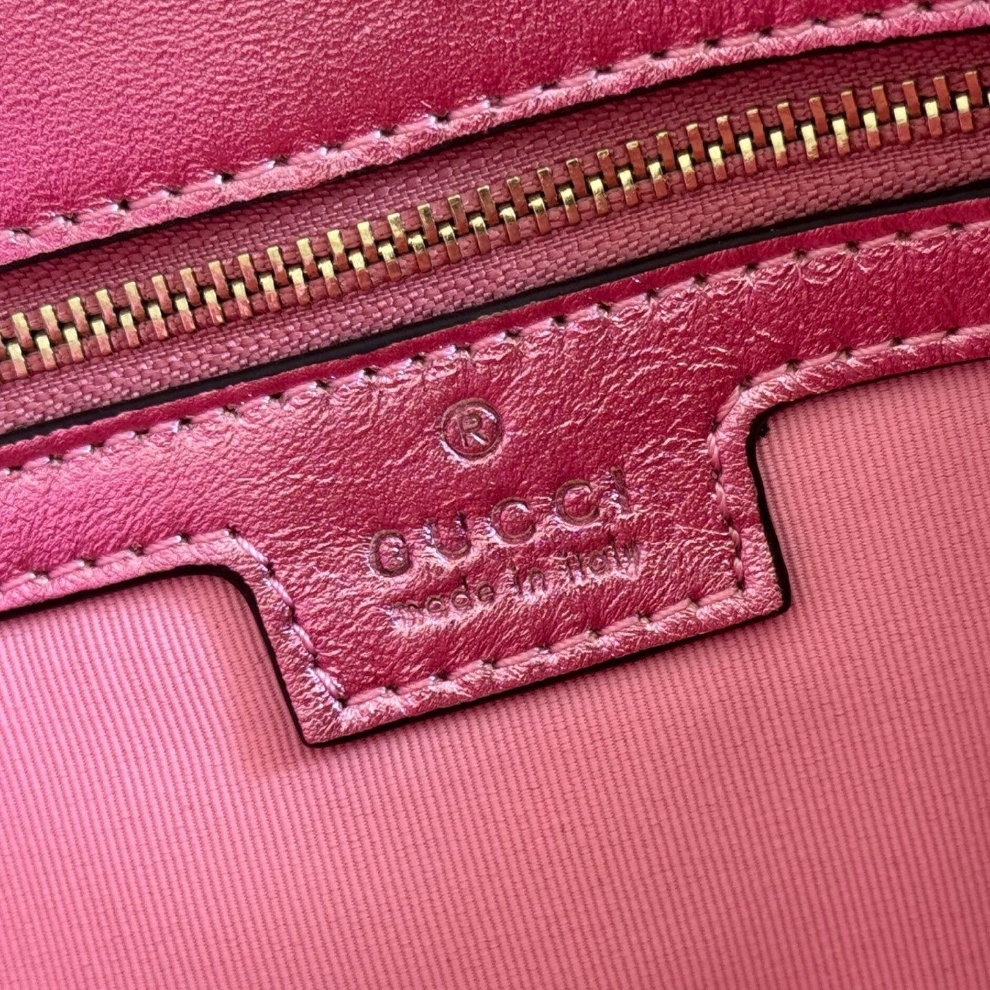 GUCCI 26S  MARMONT BAG 26 IN METALLIC PINK LAMBSKIN